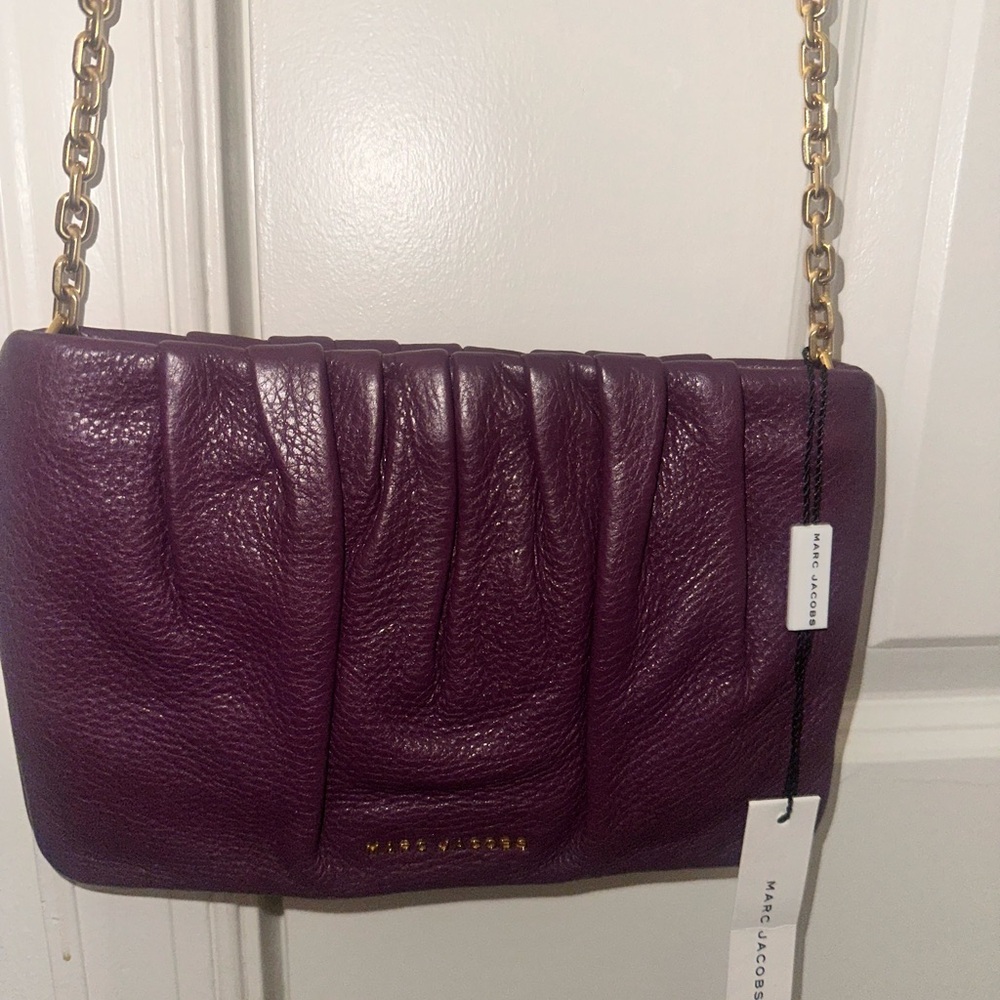 Marc Jacobs Purple Ruched Leather Shoulder Bag